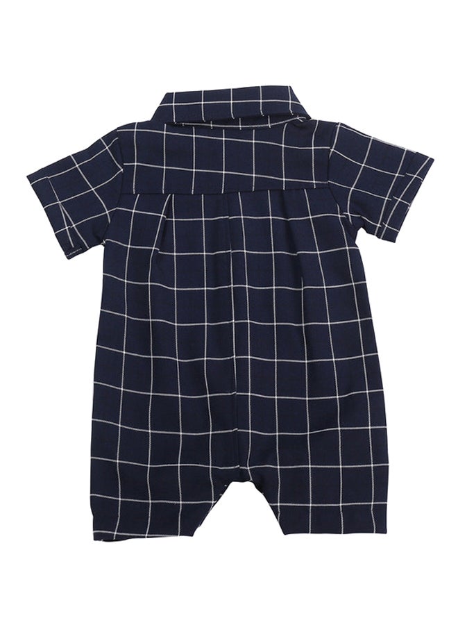 anabubu Boys Checked Short Sleeve Playsuit Navy  - Image 2