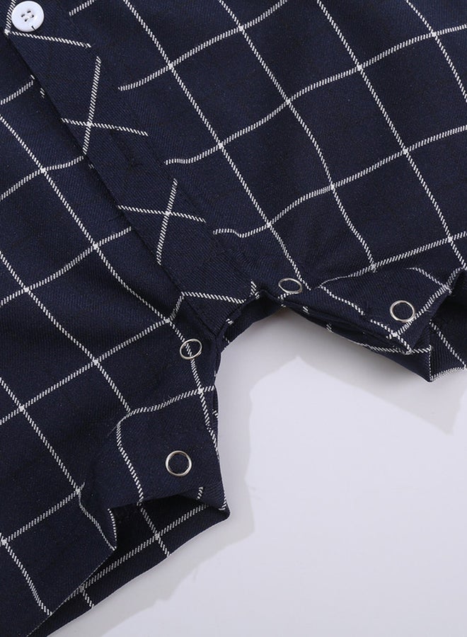 anabubu Boys Checked Short Sleeve Playsuit Navy  - Image 5