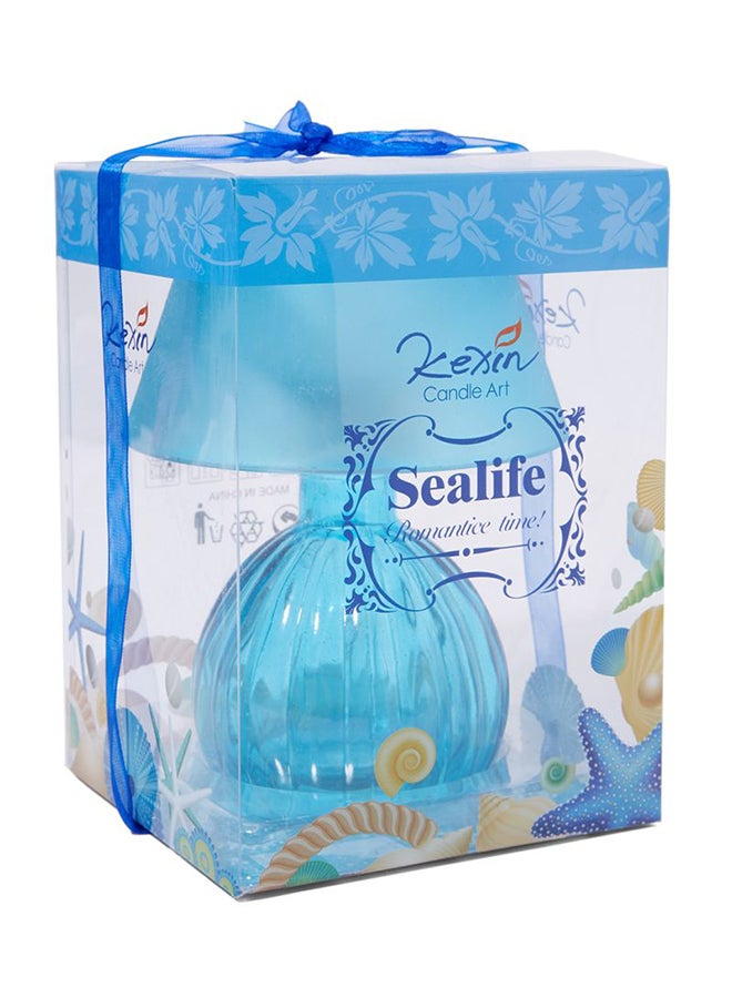 China Made Lamp Shape Candle Holder Blue 17x12cm - Image 3