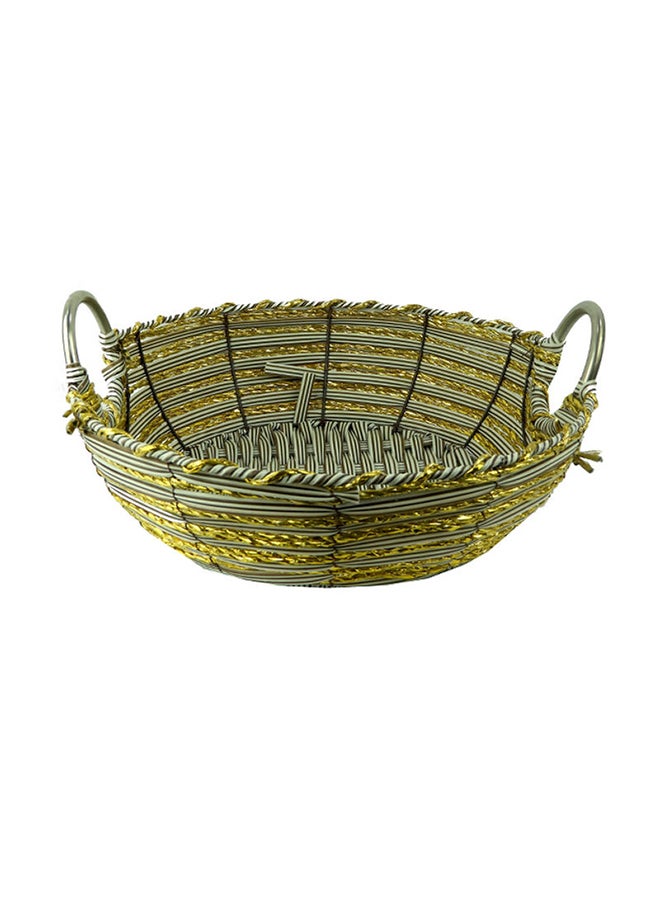 BABAZAM - Decorative Hand-Made Basket With Handle Yellow 30x30cm - Image 1
