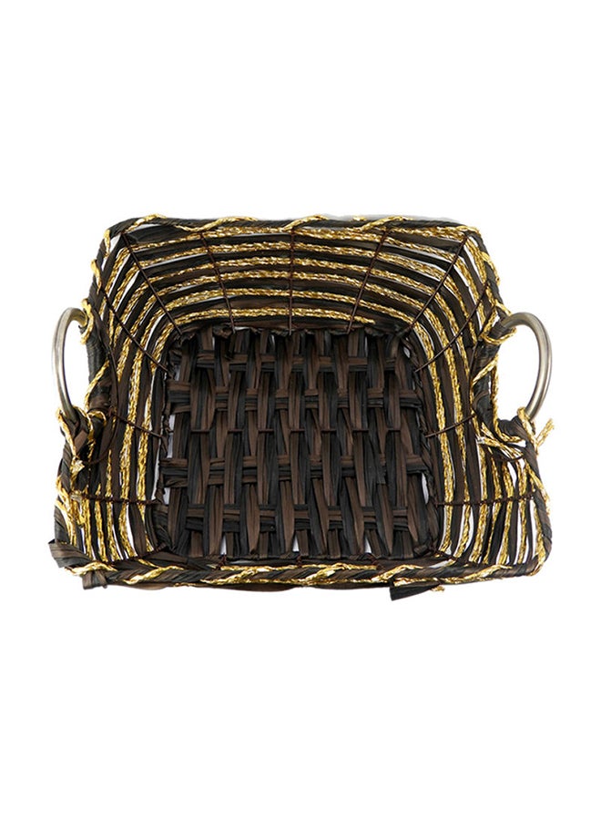 BABAZAM - Decorative Hand-Made Basket With Handle Brown 30x30cm - Image 1
