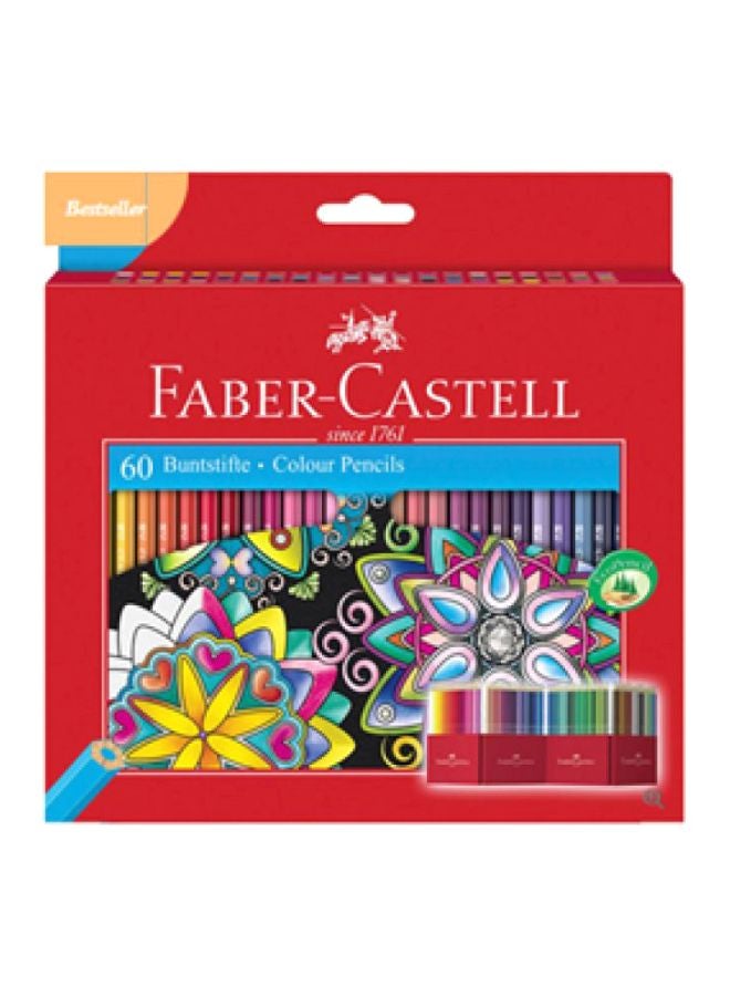 60-Piece Classic Wooden Colour Pencil Set Multicolour