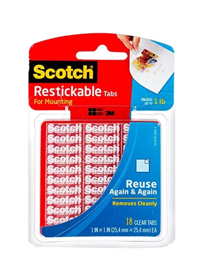 Scotch  18-Piece Restickable Tab Set Clear 
