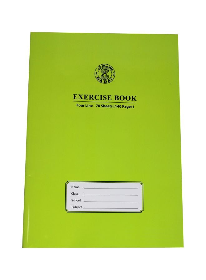 صدف دفتر تمارين بأربع خطوط مقاس A4 أخضر/أبيض
