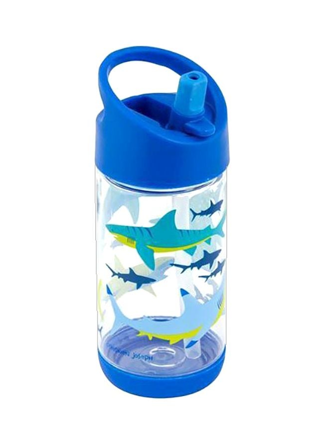 ستيفن جوزيف زجاجة مياه بغطاء علوي قلاب مزينة بطبعة سمكة قرش ومزودة بماصة - Image 1