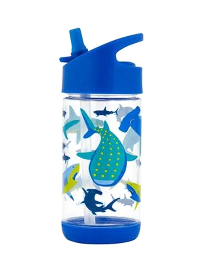 ستيفن جوزيف زجاجة مياه بغطاء علوي قلاب مزينة بطبعة سمكة قرش ومزودة بماصة - Image 2