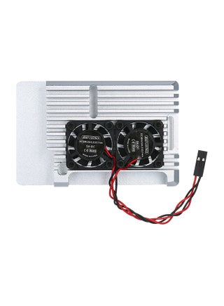 Dual Cooling Fan Case With Heatsink Pillar For Raspberry Pi 4 10.5cm Silver/Black - v1593425196/N38693977A_1