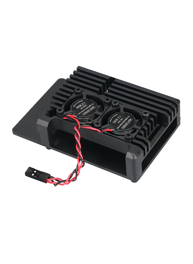 Generic Dual Cooling Fan Case With Heatsink Pillar For Raspberry Pi 4 10.5cm Black  - Image 1
