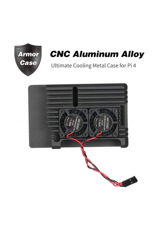 Generic Dual Cooling Fan Case With Heatsink Pillar For Raspberry Pi 4 10.5cm Black  - Image 4