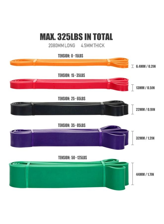 5-Piece Pull Up Exercise Band With Accessory Set 208cm