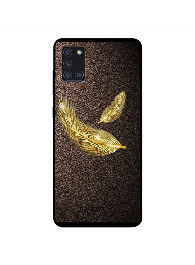 ثيودور غطاء حماية واقٍ لهاتف سامسونج جالاكسي A21 بطبعة ورقة شجر ذهبية