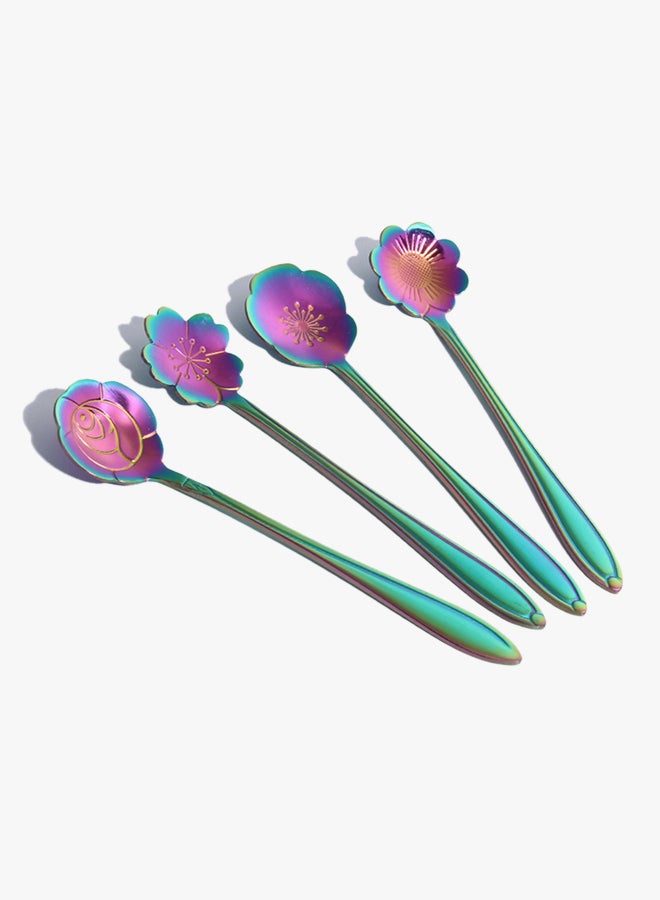 صن هوم طقم ملاعق على شكل زهرة مكون من 4 قطع متعدد الألوان - Image 3