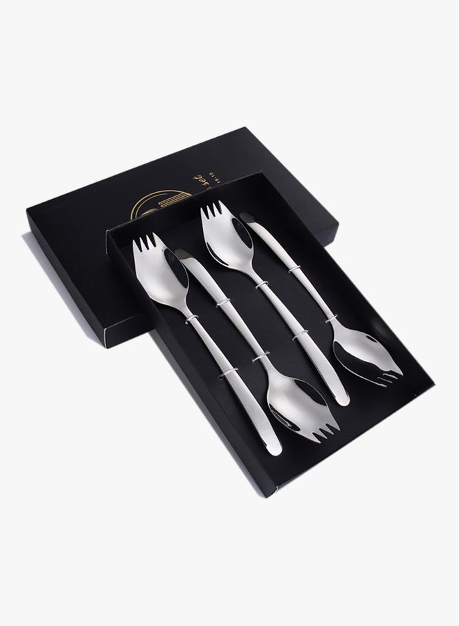 Sunhome 4-Piece Stainless Steel Sporks Set Silver  - Image 2