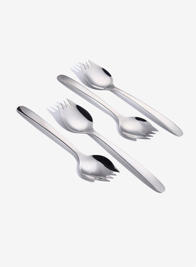 Sunhome 4-Piece Stainless Steel Sporks Set Silver  - Image 3