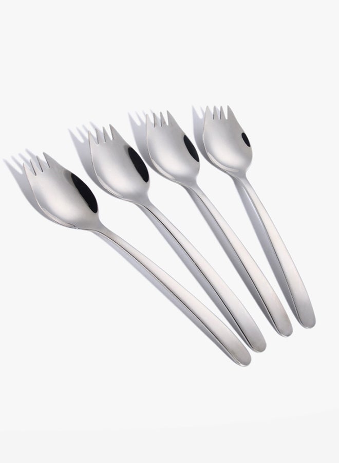 Sunhome 4-Piece Stainless Steel Sporks Set Silver  - Image 4