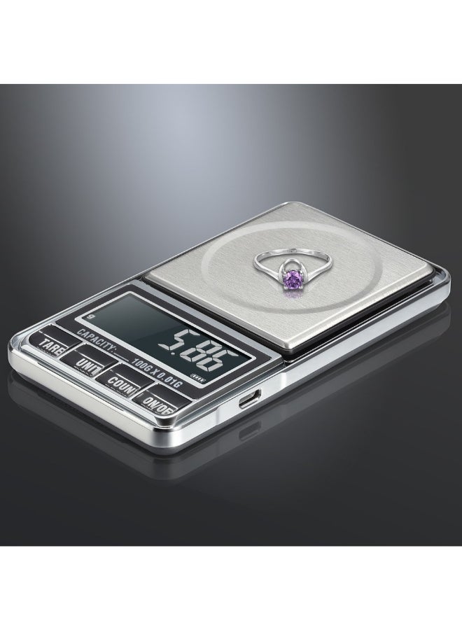 ميزان مجوهرات احترافي رقمي بتصميم صغير يسع في الجيب E1640-3 فضي - Image 4