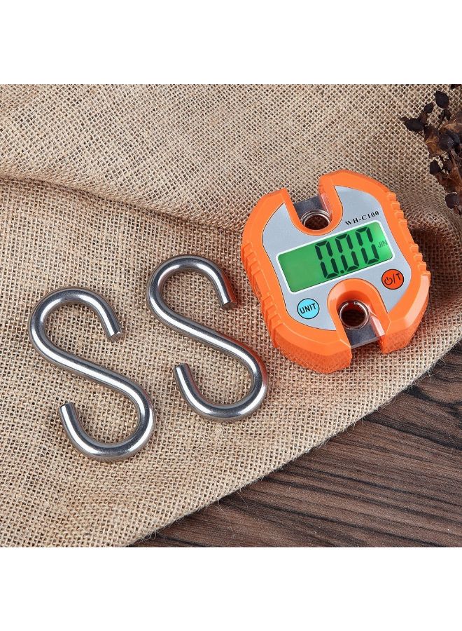 WeiHeng - Mini Digital LCD Display Hanging Crane Scale WH-C100 Orange/Silver - Image 1