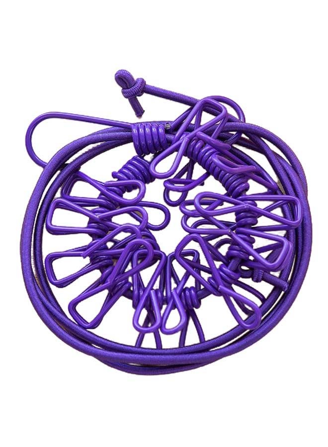 حبل غسيل مضاد للرياح وقابل للسحب مع مشبك أرجواني 5.5 x 1.8سم