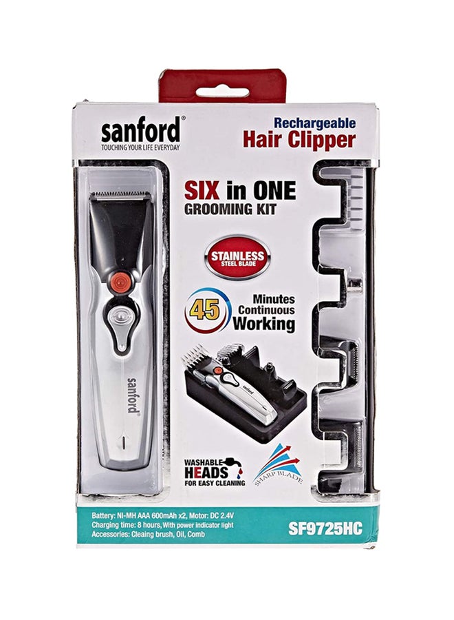 Sanford - 6-in-1 Rechargeable Hair Clipper Black/Silver - Image 1