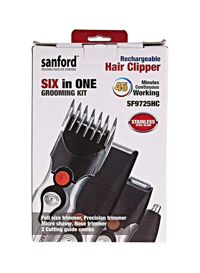 Sanford - 6-in-1 Rechargeable Hair Clipper Black/Silver - Image 1