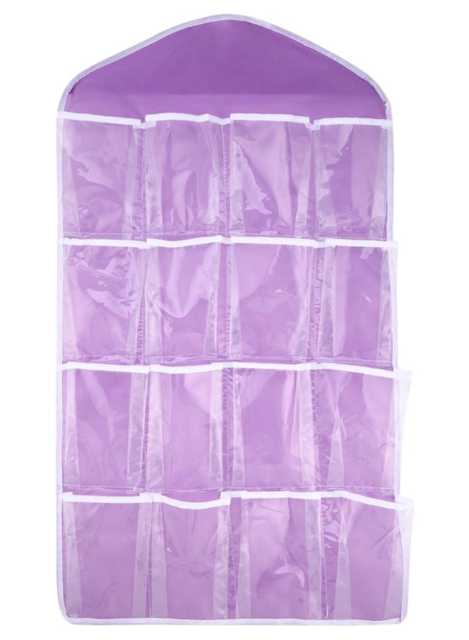 16-Pockets Wardrobe Hanging Storage Bag Purple 73 x 42cm - Image 1