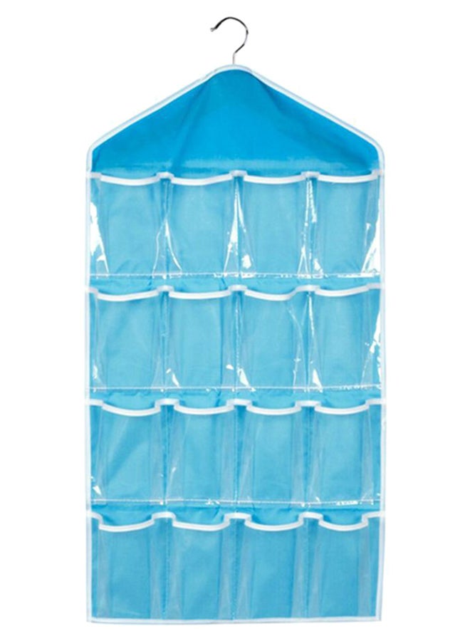 16-Pockets Wardrobe Hanging Storage Bag Blue 73 x 42cm  - Image 1