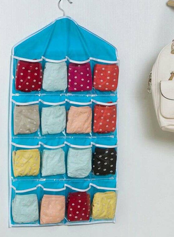 16-Pockets Wardrobe Hanging Storage Bag Blue 73 x 42cm  - Image 3