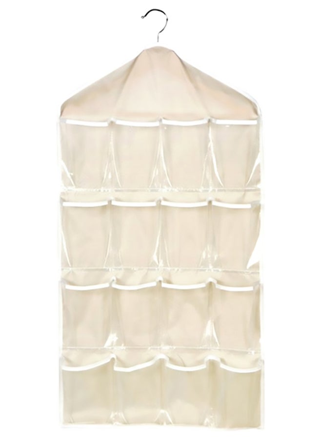 16-Pockets Wardrobe Hanging Storage Bag Beige 73 x 42cm  - Image 1