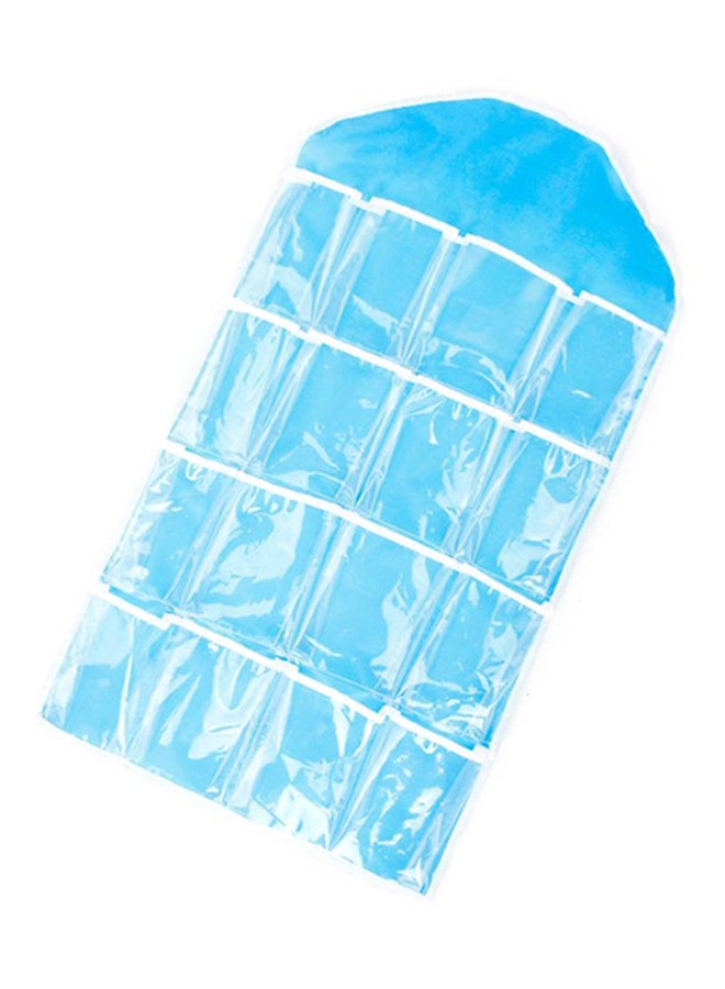 16-Pockets Wardrobe Hanging Storage Bag Blue 73 x 42cm  - Image 2