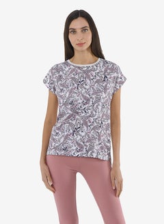 R&B Printed Top With Round Neck And Short Sleeves Ivory  - Image 1