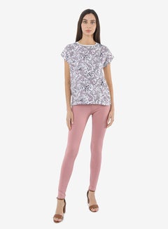 R&B Printed Top With Round Neck And Short Sleeves Ivory  - Image 4