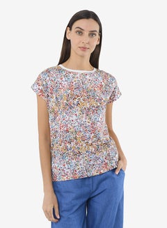 R&B Printed Top With Round Neck And Short Sleeves Multicolour  - Image 1