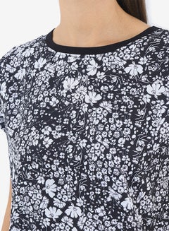R&B Printed Top With Round Neck And Short Sleeves Black  - Image 5