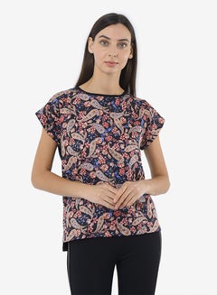 R&B Printed Top With Round Neck And Short Sleeves Blue  - Image 1