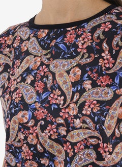 R&B Printed Top With Round Neck And Short Sleeves Blue  - Image 5