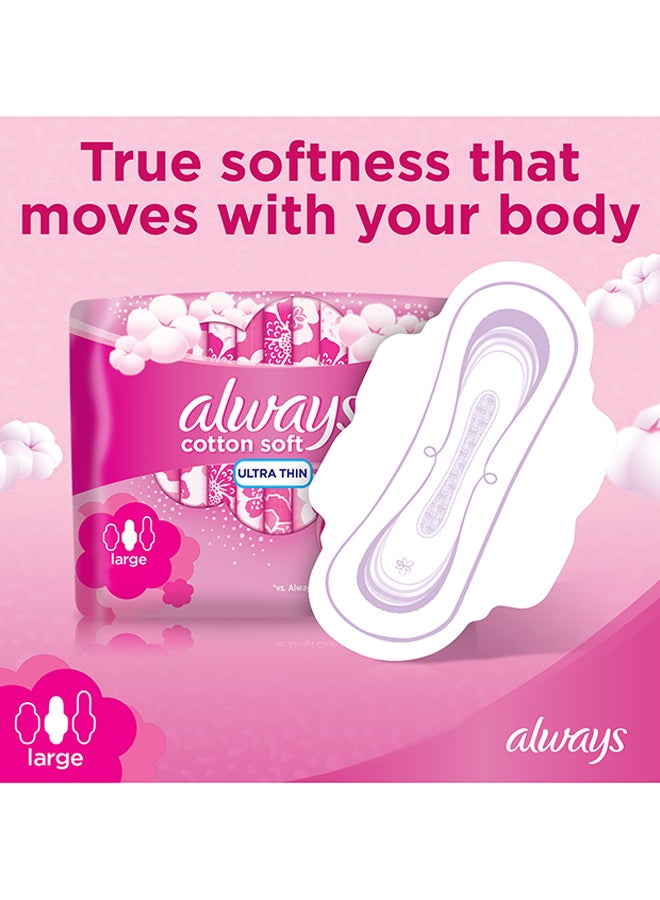 Always - Cotton Soft Ultra Thin, Large Sanitary Pads With Wings, 8 Count Long - Image 1