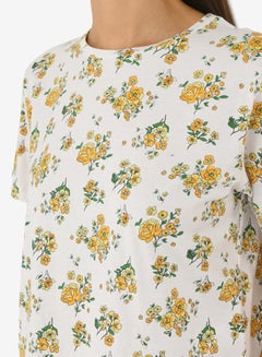 R&B Graphic Printed Crop T-Shirt With Round Neck Short Sleeves Ivory  - Image 5