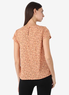 R&B Printed Top With Round Neck And Short Sleeves Orange  - Image 2