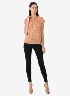 R&B Printed Top With Round Neck And Short Sleeves Orange  - Image 4