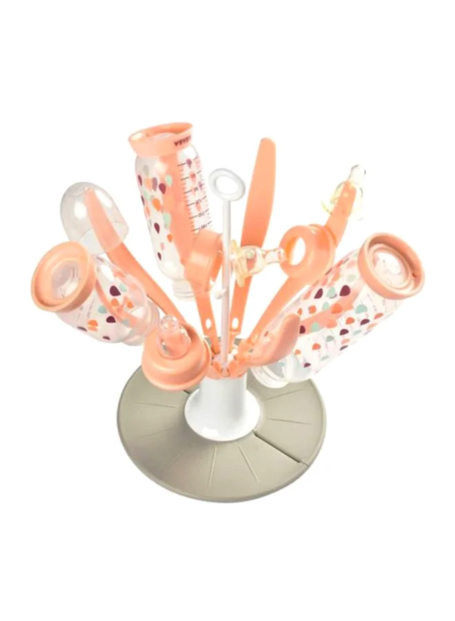 BEABA Foldable Baby Bottle Rack For Drying 8 Bottles And Accessories Compact And Transportable Babypink
