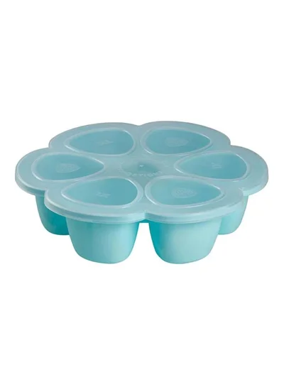 BEABA Beaba, Silicone Multi - Containers, Premium - Quality For Baby, Extreme Heat Resistance, Oven And Microwave, 6 Separate Sections, Airtight Lid, Made In Italy6X150 Ml - Blue