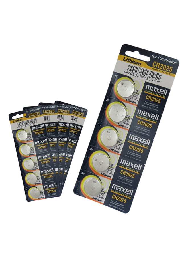 Maxell 25-Piece CR2025 Lithium Batteries Set Silver