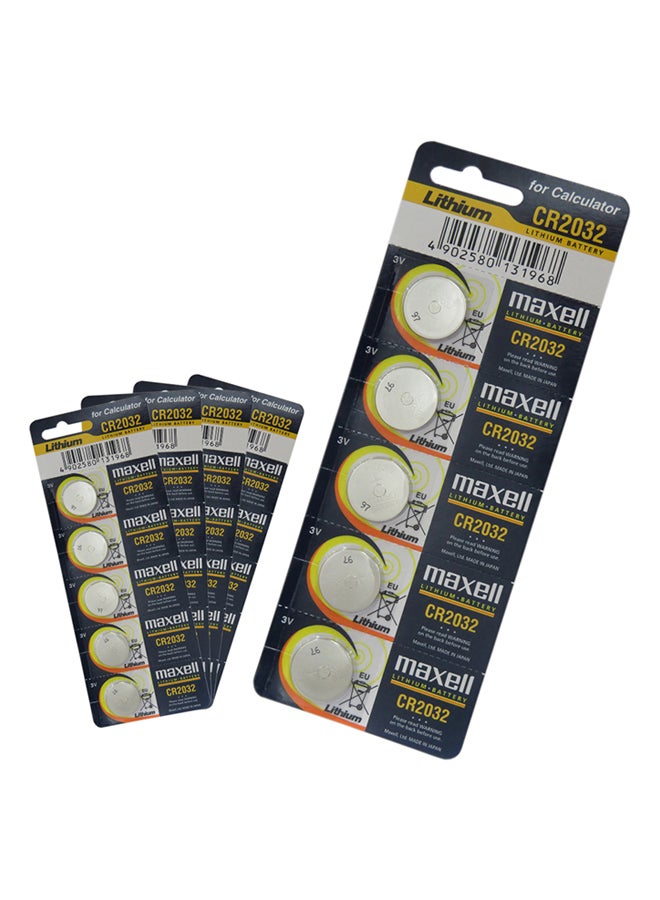 Maxell 25-Piece CR2032 Lithium Batteries Set Silver