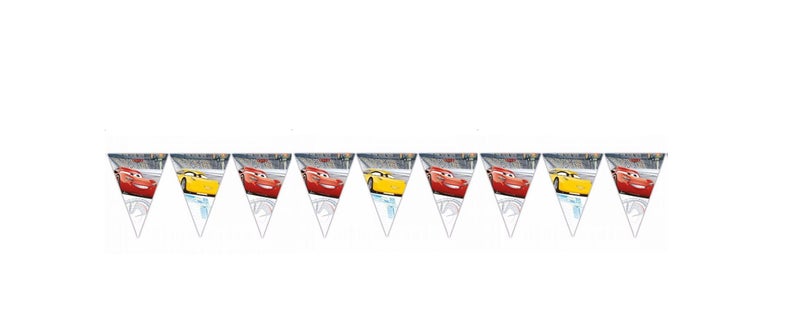 Procos 9-Piece Disney Cars 3 Printed Triangle Flag Banner Set - Image 1
