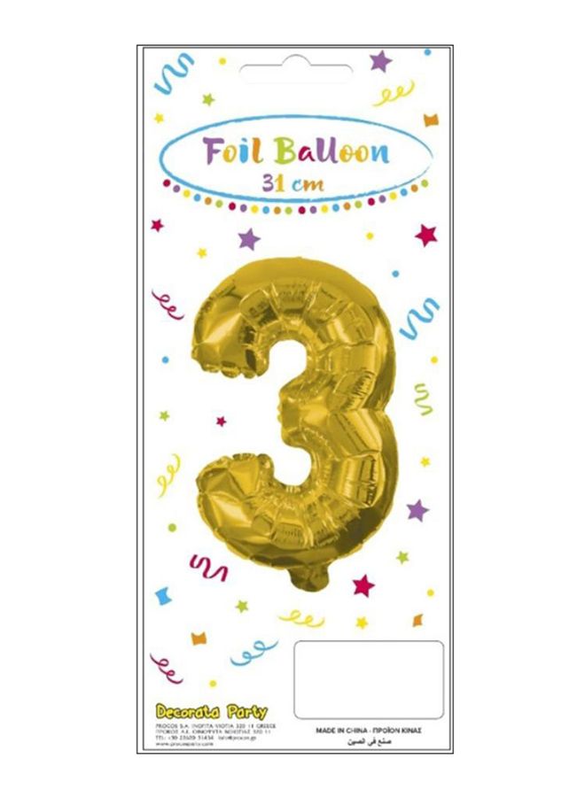 Procos No. 3 Numeral Foil Balloon 31cm - Image 1