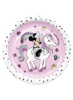Procos 8-Piece Metallic Minnie Unicorn Printed Paper Plate Set 23cm  - Image 1