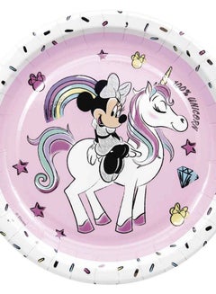 Procos 8-Piece Metallic Minnie Unicorn Printed Paper Plate Set 23cm  - Image 2