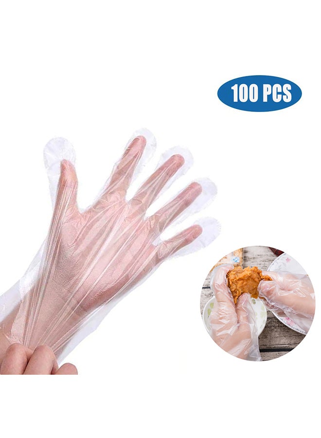 Pair Of 100 Disposable Transparent Food-Grade Gloves Clear - Image 3