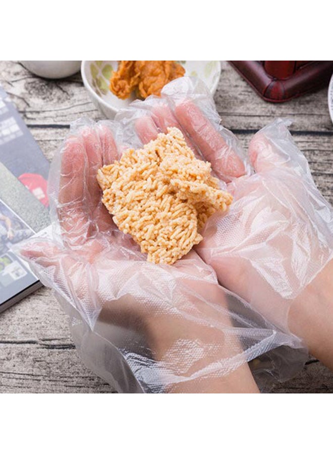 Pair Of 100 Disposable Transparent Food-Grade Gloves Clear  - Image 4