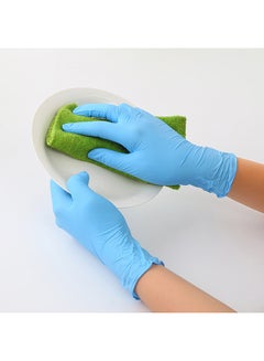 Generic Pair Of 100 Industrial Nitrile Powder Free Disposable Gloves Light Blue M  - Image 2